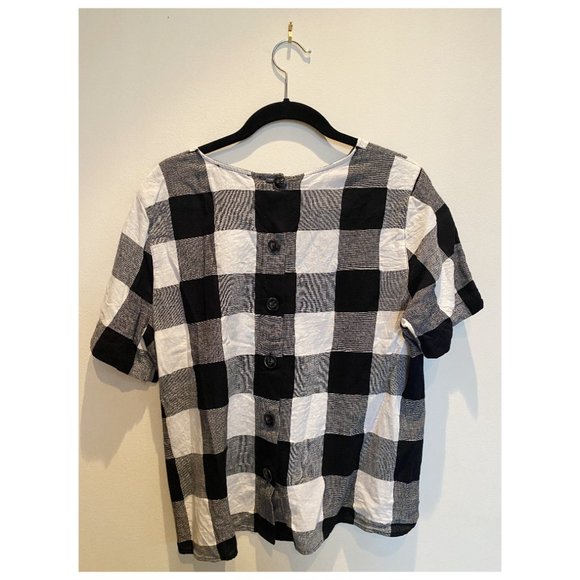 Madewell Boxy Button-Back Top in Gingham Check | Size M - Picture 3 of 6
